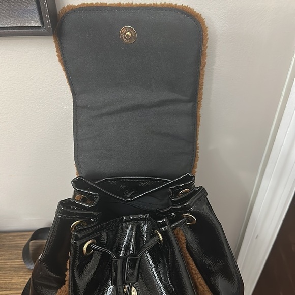 Skinny Dip Black Patent Sherpa Backpack - Picture 5 of 5